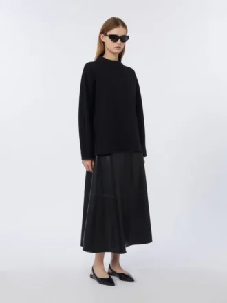 Coated fabric skirt, black