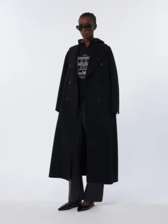 Coated fabric trousers, black