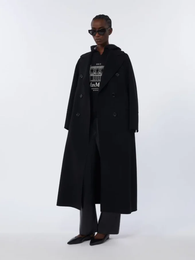 Coated fabric trousers, black