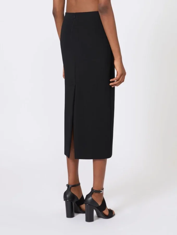 Compact crepe jersey midi skirt, black Compact crepe jersey midi skirt, black