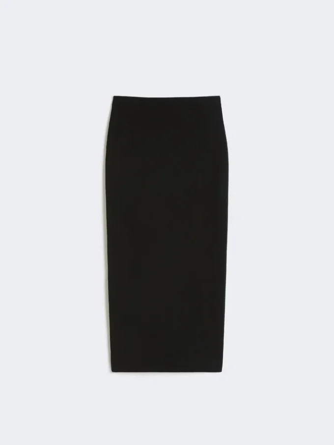 Compact crepe jersey midi skirt, black Compact crepe jersey midi skirt, black