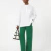 Cotton and linen 5-pocket trousers, green