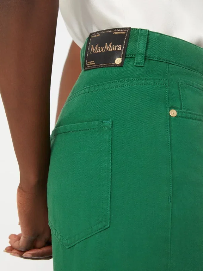 Cotton and linen 5-pocket trousers, green