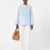 Cotton and linen 5-pocket trousers, white