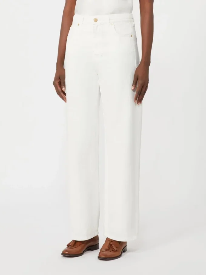 Cotton and linen 5-pocket trousers, white