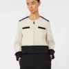 Cotton and linen basketweave jacket, beige