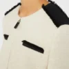 Cotton and linen basketweave jacket, beige