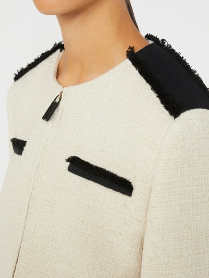 Cotton and linen basketweave jacket, beige
