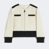 Cotton and linen basketweave jacket, beige