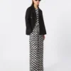 Cotton and linen basketweave pea coat, black