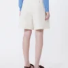 Cotton and linen canvas bermuda shorts, ecru