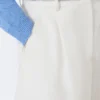 Cotton and linen canvas bermuda shorts, ecru