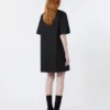Cotton and linen canvas short dress, black Cotton and linen canvas short dress, black