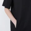 Cotton and linen canvas short dress, black Cotton and linen canvas short dress, black