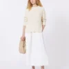 Cotton and linen canvas skirt, white Cotton and linen canvas skirt, white