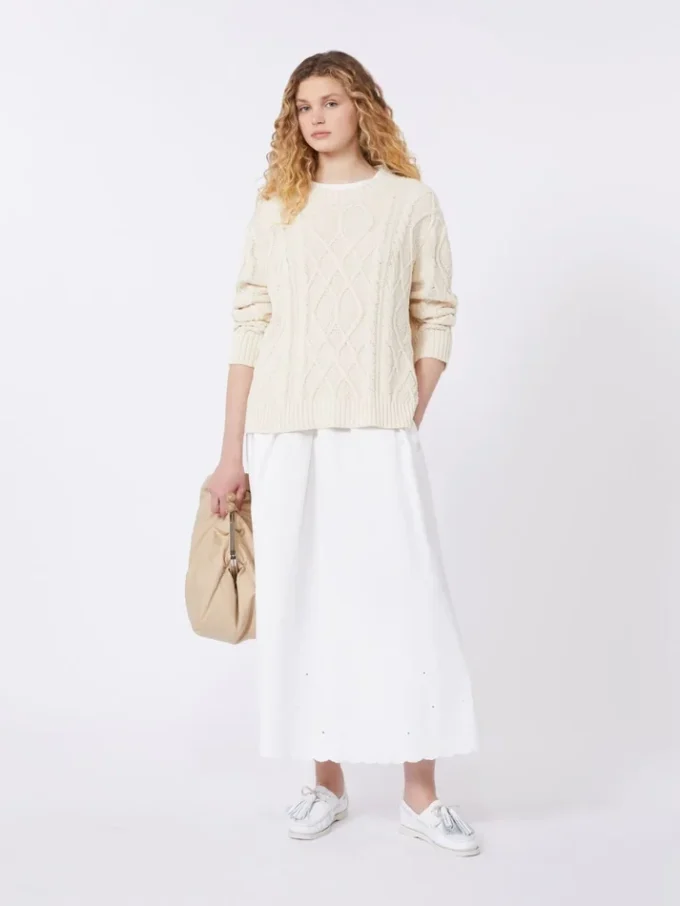 Cotton and linen canvas skirt, white Cotton and linen canvas skirt, white