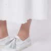 Cotton and linen canvas skirt, white Cotton and linen canvas skirt, white