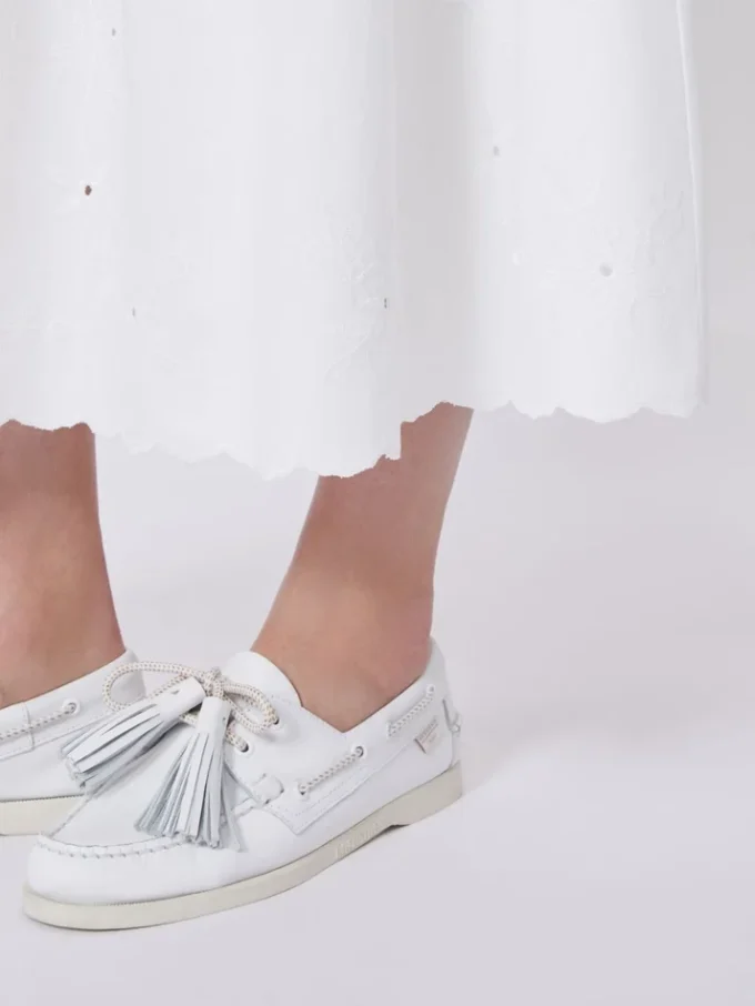 Cotton and linen canvas skirt, white Cotton and linen canvas skirt, white