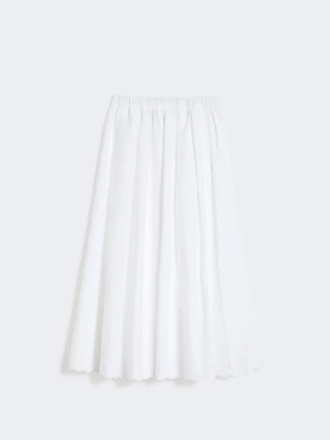 Cotton and linen canvas skirt, white Cotton and linen canvas skirt, white