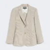 Cotton and linen seersucker blazer, sand