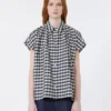 Cotton and ramie batavia shirt, navy