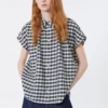 Cotton and ramie batavia shirt, navy