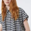 Cotton and ramie batavia shirt, navy