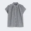 Cotton and ramie batavia shirt, navy