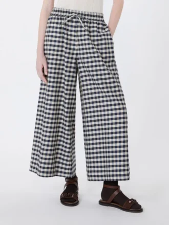 Cotton and ramie batavia trousers, navy