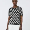 Cotton and viscose jacquard jumper, black Cotton and viscose jacquard jumper, black