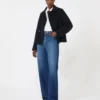 Wool, cashmere and silk boxy jacket, navy