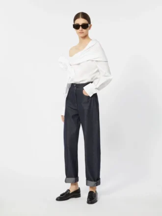 Cotton blouse with stole, optical white