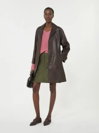 Nappa leather overcoat, brown
