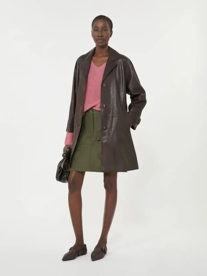 Nappa leather overcoat, brown