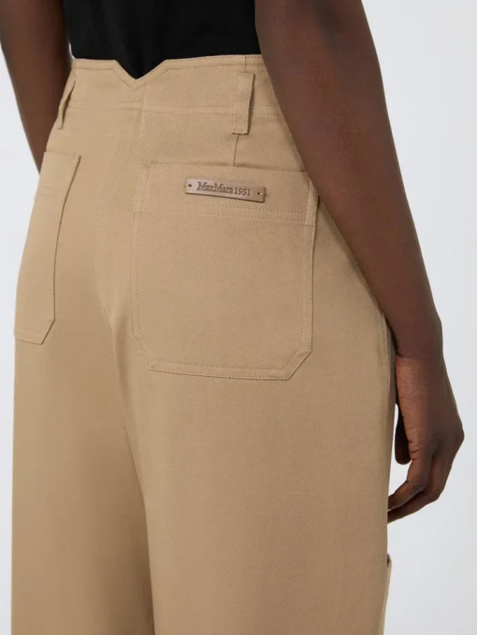 Cotton bull denim cargo trousers, sand