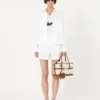 Cotton canvas and leather handbag, powder Cotton canvas and leather handbag, powder