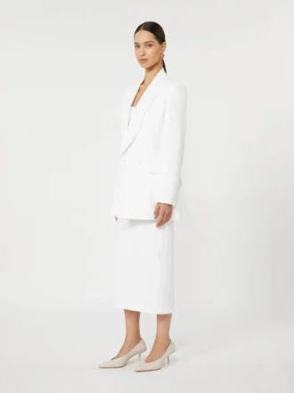 Technical jersey pencil skirt, optical white