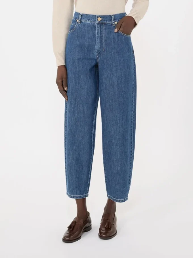 Cotton denim candle-leg jeans, midnightblue Cotton denim candle-leg jeans, midnightblue