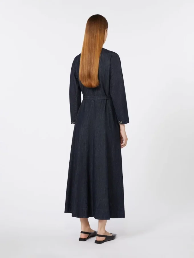 Cotton denim dress with belt, ultramarine Cotton denim dress with belt, ultramarine