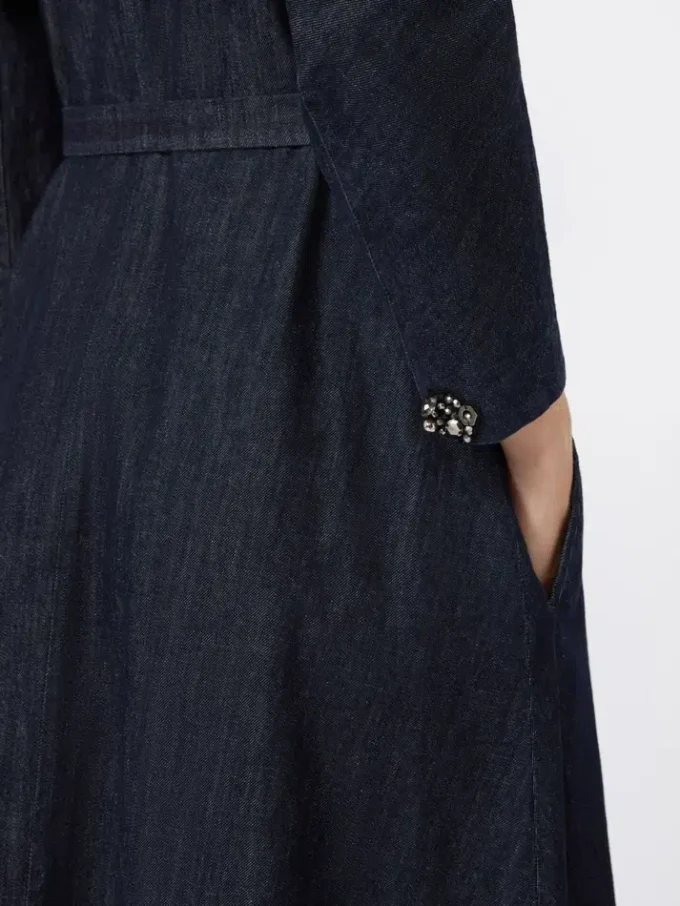 Cotton denim dress with belt, ultramarine Cotton denim dress with belt, ultramarine