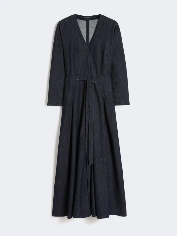 Cotton denim dress with belt, ultramarine Cotton denim dress with belt, ultramarine