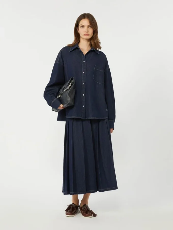 Cotton denim shirt, navy