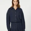 Cotton denim shirt, navy