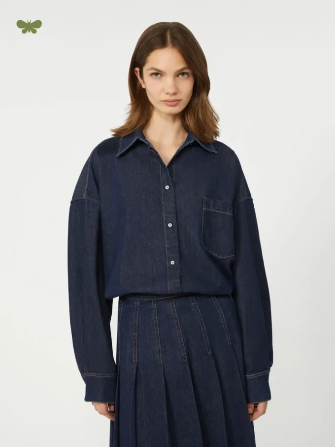Cotton denim shirt, navy