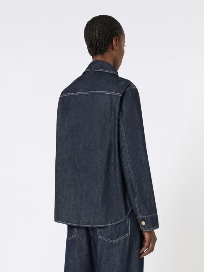 Cotton denim shirt, ultramarine