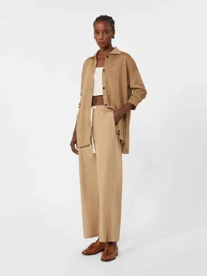 Cotton drawstring trousers, desert