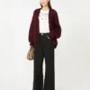 Cotton drill wide-leg trousers, black