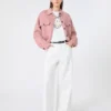 Cotton drill wide-leg trousers, white