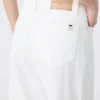 Cotton drill wide-leg trousers, white