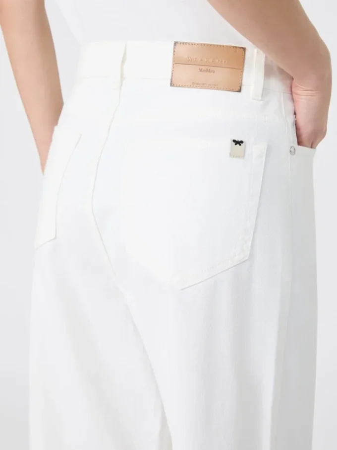 Cotton drill wide-leg trousers, white